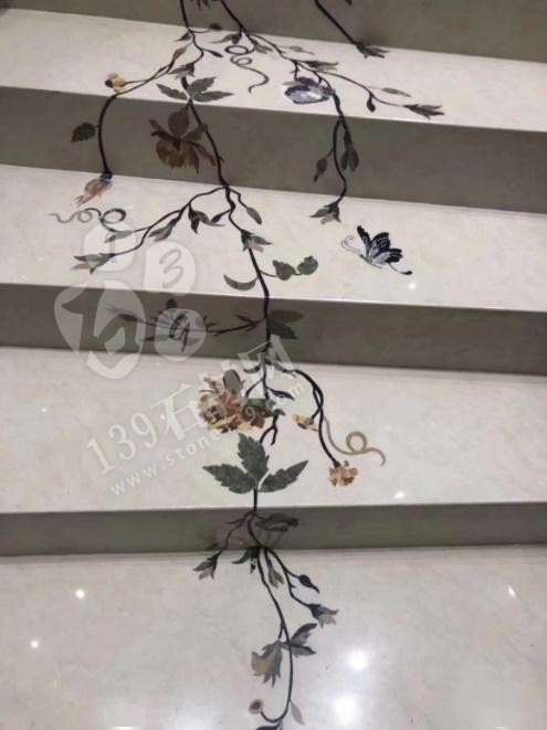 美呆了！大理石樓梯追紋（水刀拼花）效果制作工藝全流程介紹